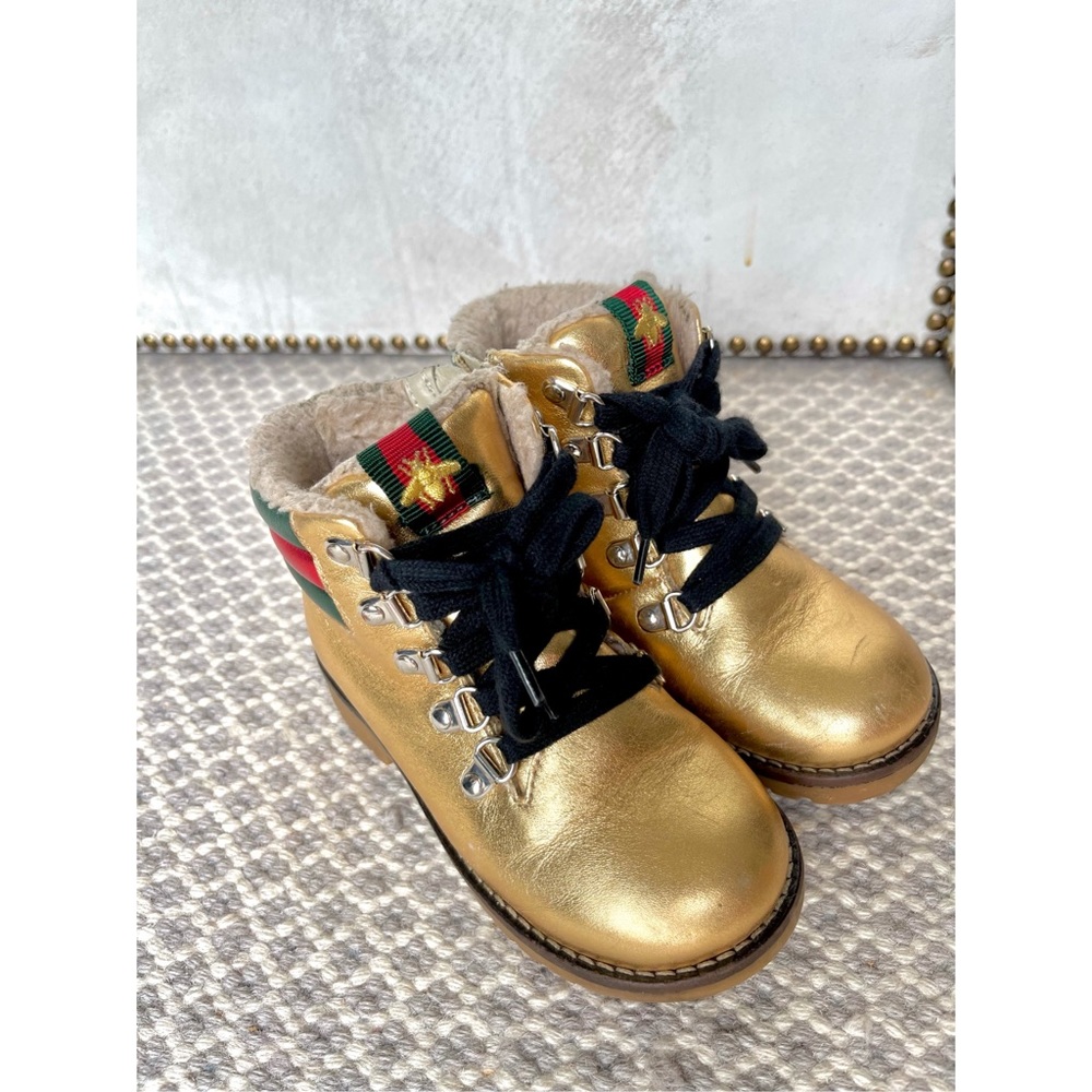 🔥GUCCI🔥 Kids Jonathan Faux Fur Metallic Boot